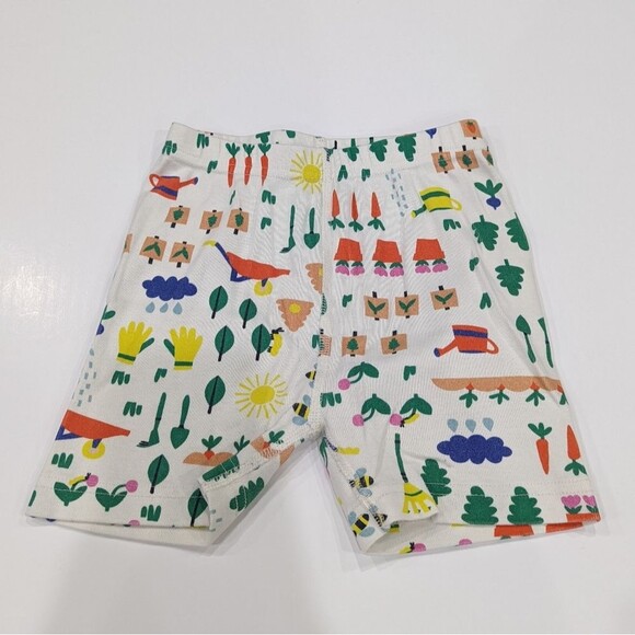 Hanna Andersson White Garden Bee Plant Short John Organic Cotton Pajamas 120 6 7 - Picture 4 of 8